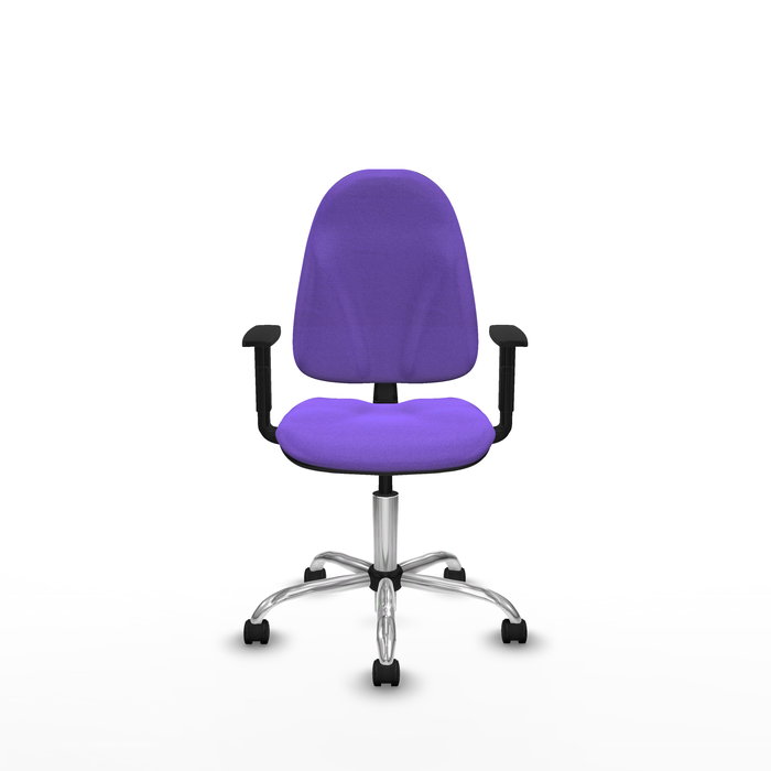 Chaise de bureau Algarra avec mécanisme de contact permanent de base, recouverte de tissu couleur lilas. Équipée d'une base chromée, d'accoudoirs 1D et de roulettes en nylon de 50 mm Chaise de bureau Algarra avec mécanisme de contact permanent de base, recouverte de tissu couleur lilas. Équipée d'une base chromée, d'accoudoirs 1D et de roulettes en nylon de 50 mm