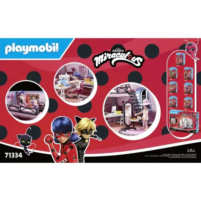 Playmobil 71334 Miraculous - Chambre de Marinette, figurine Ladybug, ensemble de 73 pièces, jouet enfant à partir de 4 ans