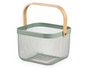 Kinvara Panier Carré Vert avec Anse 26x18x26 cm Métal et Bois (Set de 12)