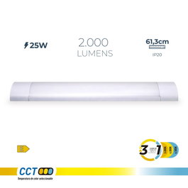 Edm Réglette LED Blanche 25W 3CCT 2000 lm
