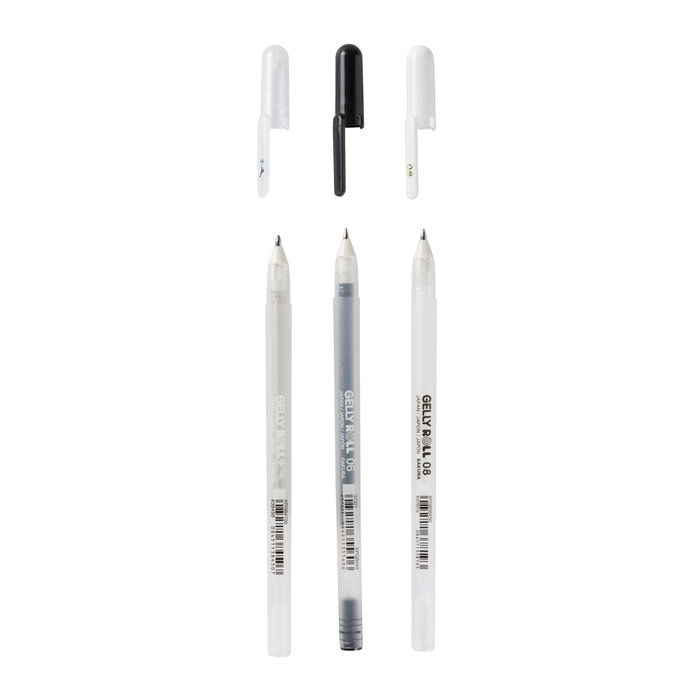 Sakura Gelly Roll Mixed Étui de 3 Stylos Transparents Noir et Blanc Sakura Gelly Roll Mixed Étui de 3 Stylos Transparents Noir et Blanc