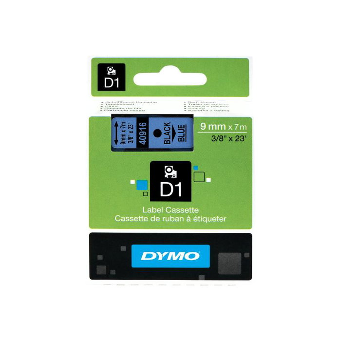 Dymo S0720710 Ruban d'étiqueteuse 40916, couleurs noir et bleu, pour imprimantes Dymo