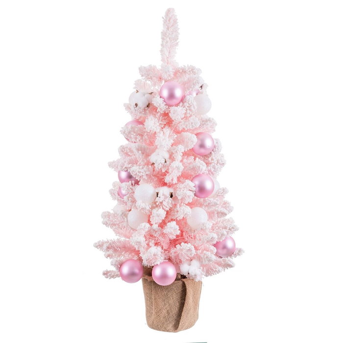 Sapin de Noël Rose PVC Fleurs Balles 30 x 30 x 90 cm Sapin de Noël Rose PVC Fleurs Balles 30 x 30 x 90 cm