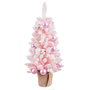 Sapin de Noël Rose PVC Fleurs Balles 30 x 30 x 90 cm