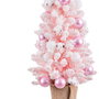 Sapin de Noël Rose PVC Fleurs Balles 30 x 30 x 90 cm