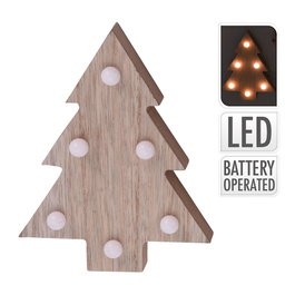 Home & Styling Figurine décorative en bois motif Noël avec LED 10x3x13cm couleurs assorties