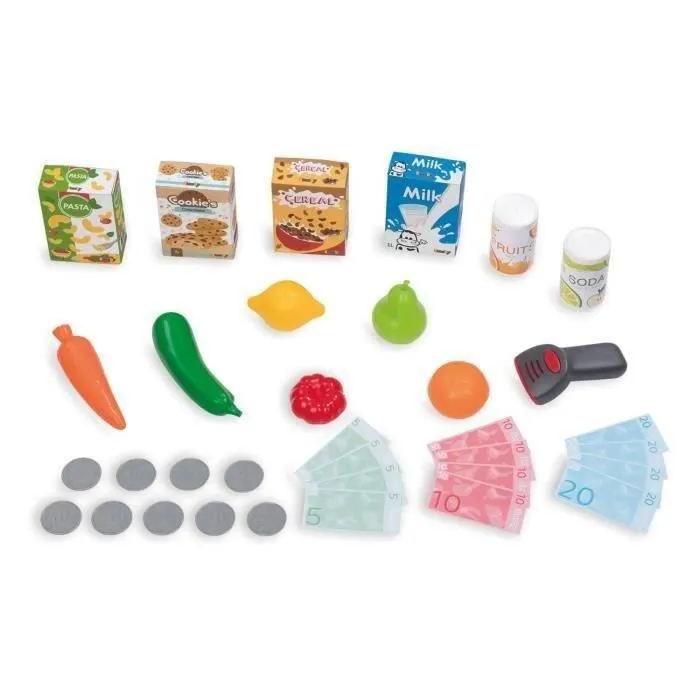 Smoby - Caisse enregistreuse jouet Marchande électronique pour enfant avec horloge et panneau, 49 x 36 x 89 cm - Dès 3 ans