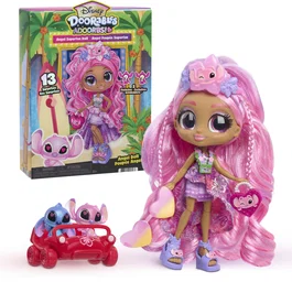 Disney - Poupée Doorables Adoorbs Angel Stitch - 14 cm avec 9 articulations, jupe hawaïenne et accessoires - Figurine à collectionner - Dès 5 ans