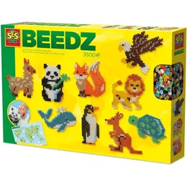 SES CREATIVE Kit créatif Beedz - Perles à repasser Animaux du monde (3500 perles) - Activité éducative de géographie pour enfants à partir de 5 ans