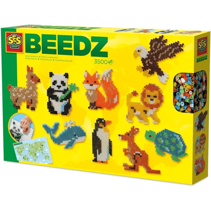 SES CREATIVE Kit créatif Beedz - Perles à repasser Animaux du monde (3500 perles) - Activité éducative de géographie pour enfants à partir de 5 ans SES CREATIVE Kit créatif Beedz - Perles à repasser Animaux du monde (3500 perles) - Activité éducative de géographie pour enfants à partir de 5 ans