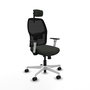 Chaise Alfera Synchrone/Traslack Maille/tissu Noir Structure polyamide blanc Accoudoirs noirs et blancs Appui-tête 2D Roulettes 65mm nylon
