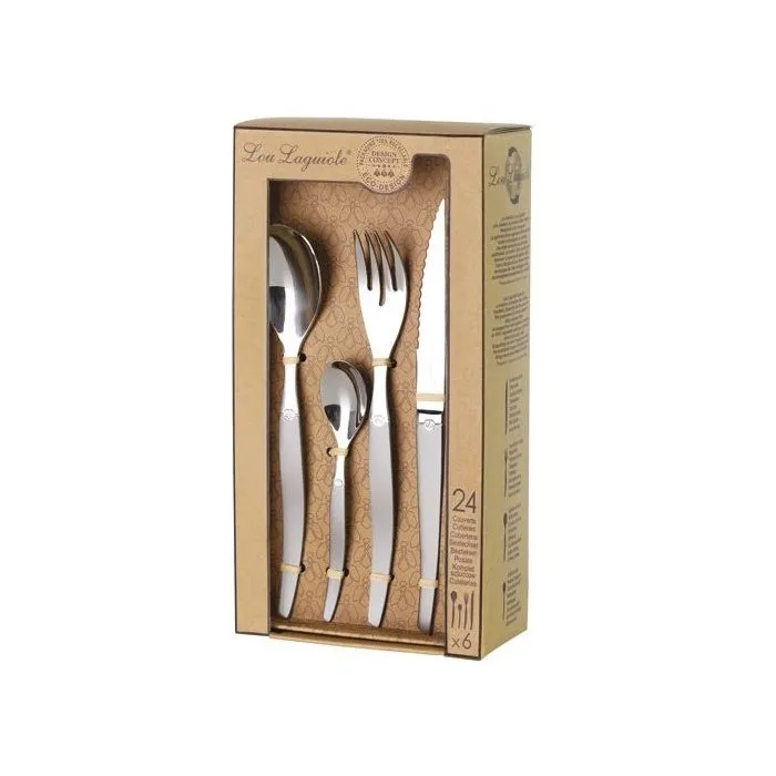 Lou Laguiole Coffret de 24 couverts Gamme Jet - Argent