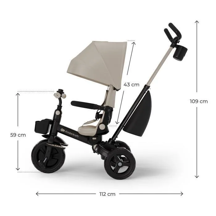 Kinderkraft AVEO 2 PLUS Tricycle évolutif 6 fonctions Beige