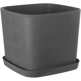 Garden Id Swing Carré - Pot de fleurs carré 40 x 40 h 32 cm, 36 litres, gris, pour intérieur et extérieur