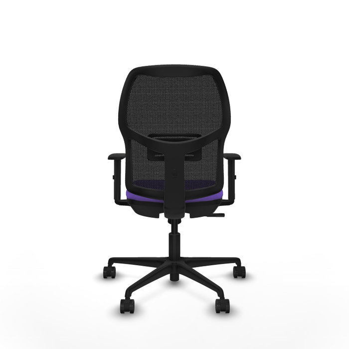 Chaise Alfera Synchro 4 positions tissu Violet Maille Noir Base en nylon noir Accoudoir 1D Sans appui-tête Roulettes 65mm nylon