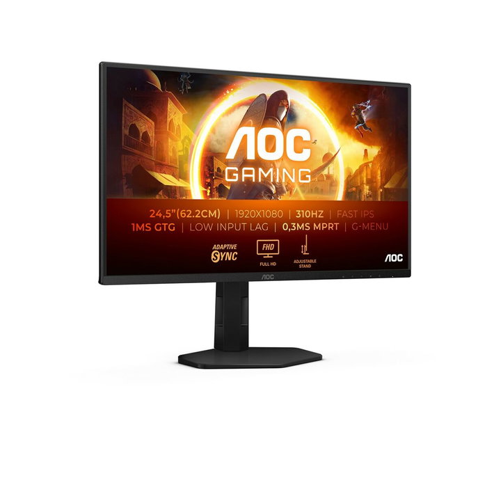 AOC - Moniteur Gaming 25G4SXU - Écran 24,5 Pouces Full HD 1920x1080, 1ms, 165Hz, HDMI, DisplayPort, USB Hub