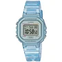 Casio Montre Vintage Femme Digital Quartz - Boîtier Bleu Transparent - Bracelet Plastique - Chronographe, Alarme, Éclairage - Pour Fitness et Quotidien