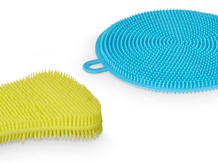 ARTE REGAL Set de 2 épongeurs en silicone Jaune-Bleu