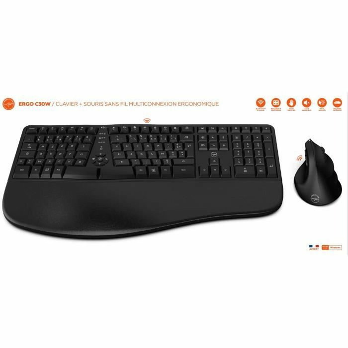 Mobility Lab ERGO C30W - Ensemble clavier AZERTY et souris ergonomique noir Mobility Lab ERGO C30W - Ensemble clavier AZERTY et souris ergonomique noir