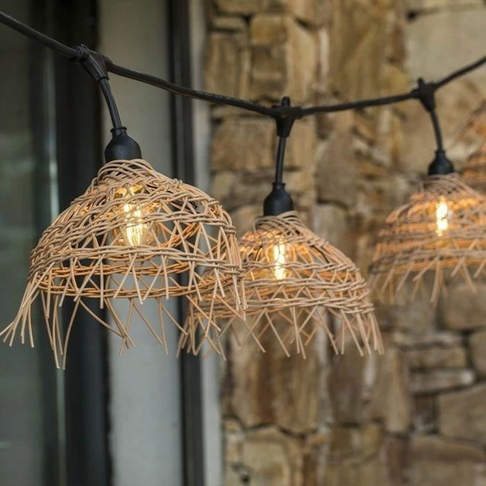 Lumisky Guirlande lumineuse Hawaii Light avec abat-jour polyrotin et 10 ampoules E27 LED