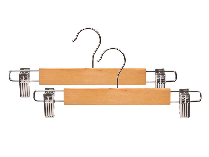 Kipit Lot de 3 Cintres à Jupe avec Pinces en Bois et Métal Marron et Argent 28.5x11.5x6 cm (Set de 24) Kipit Lot de 3 Cintres à Jupe avec Pinces en Bois et Métal Marron et Argent 28.5x11.5x6 cm (Set de 24)