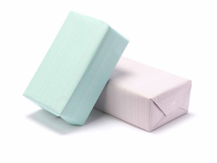 Arte Regal Rouleau Papier Cadeau 70x200 cm Rayures Rose Pâle Vert Menthe (Set de 50)
