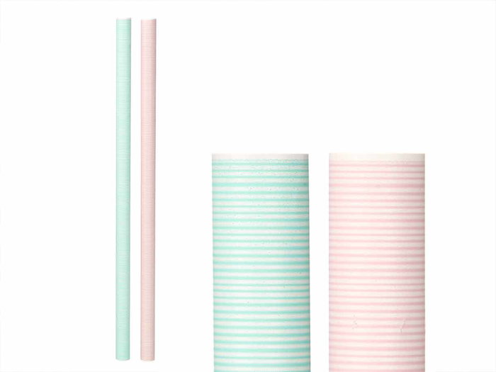 Arte Regal Rouleau Papier Cadeau 70x200 cm Rayures Rose Pâle Vert Menthe (Set de 50)