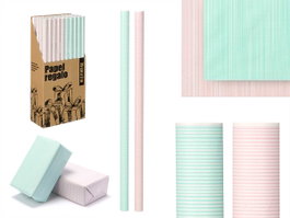 Arte Regal Rouleau Papier Cadeau 70x200 cm Rayures Rose Pâle Vert Menthe (Set de 50)
