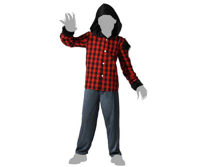 Déguisement Enfant Loup-Garcon pour Halloween - Costume Complet avec Camisette à Carreaux et Pantalon pour Garçon 10-12 Ans