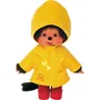 Bandai Peluche Monchhichi en Ciré Jaune Iconique avec Bottes Rouges - 20 cm - Pour Enfants Dès 24 Mois