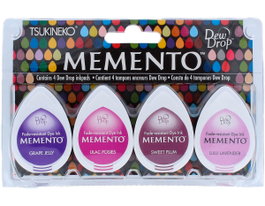 Tsukineko Set de 4 tampons d'encre goutte MEMENTO violets