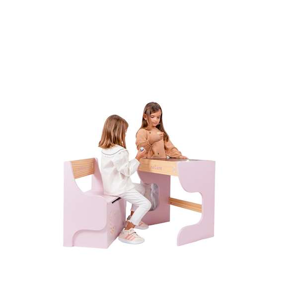 Muñecas Arias Bureau avec Tableau Noir et Banc Coffre Nature