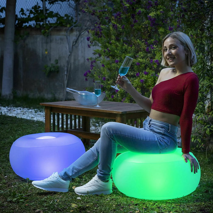 Pack Fauteuil Gonflable avec LED Multicolore et Siège gonflable avec LED multicolore et télécommande InnovaGoods Pack Fauteuil Gonflable avec LED Multicolore et Siège gonflable avec LED multicolore et télécommande InnovaGoods