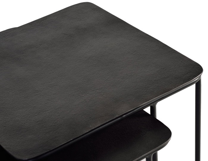 GINER Y COLOMER - Set de 2 Tables Basses Emboîtables en Métal avec Plateau Martelé Bronze, Noir et Fer - 60 cm & 46 cm