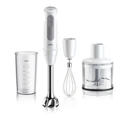 Braun MultiQuick 5 MQ50236M Mixeur Plongeant 1000 W avec 21 Vitesses Turbo, Gobelet 600 ml, Mini Hachoir, Fouet Inox et Système Anti-Éclaboussures - Blanc
