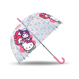 Kids Licensing - Parapluie automatique transparent Hello Kitty et amis 46 cm avec impression - Hk50195 - Pour enfants +3 ans