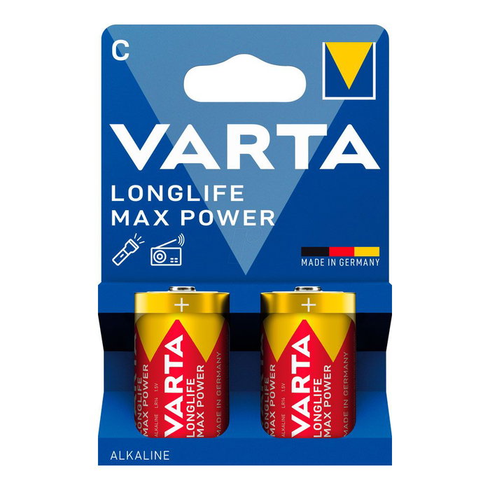 Varta Max Power Pile alcaline C LR14 1,5V 2 unités Ø26,2 x 50 mm Varta Max Power Pile alcaline C LR14 1,5V 2 unités Ø26,2 x 50 mm