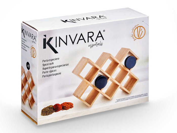 KINVARA Porte-épices en Bambou 10 Bouteilles