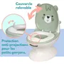 Bambisol Pot Éducatif Mini-Toilettes Bébé Ourson - Vert Amande - Confortable avec Dossier et Cuve Amovible - Apprentissage de la Propreté Ludique et Rassurant