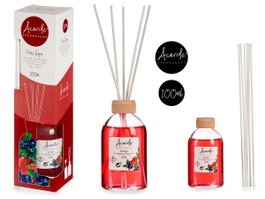 Acorde Mikado 100 ml avec tige Fruits Rouges Diffuseur en Verre et Bois 21.3 x 5.5 x 5.5 cm (Set de 12)