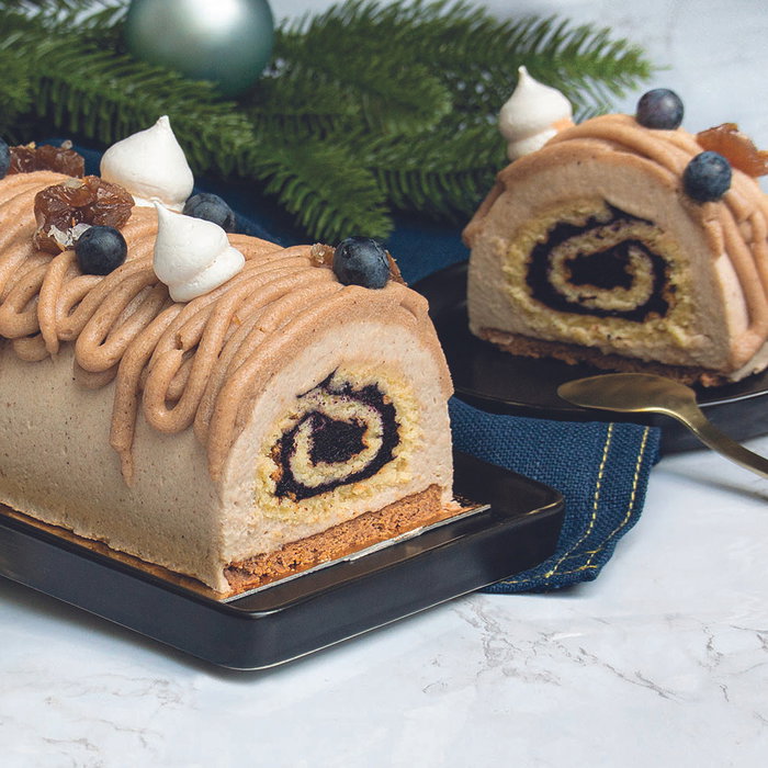Lily Cook Set de pâtisserie Tronc de Noël avec moule semi-circulaire et plaque en silicone