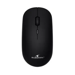 Bluestork Office 100 Souris sans fil rechargeable avec double connectivité 2.4G et Bluetooth, silencieuse, ergonomique pour PC et Mac - Noir
