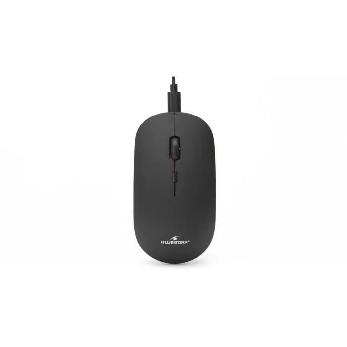 Bluestork Office 100 Souris sans fil rechargeable avec double connectivité 2.4G et Bluetooth, silencieuse, ergonomique pour PC et Mac - Noir
