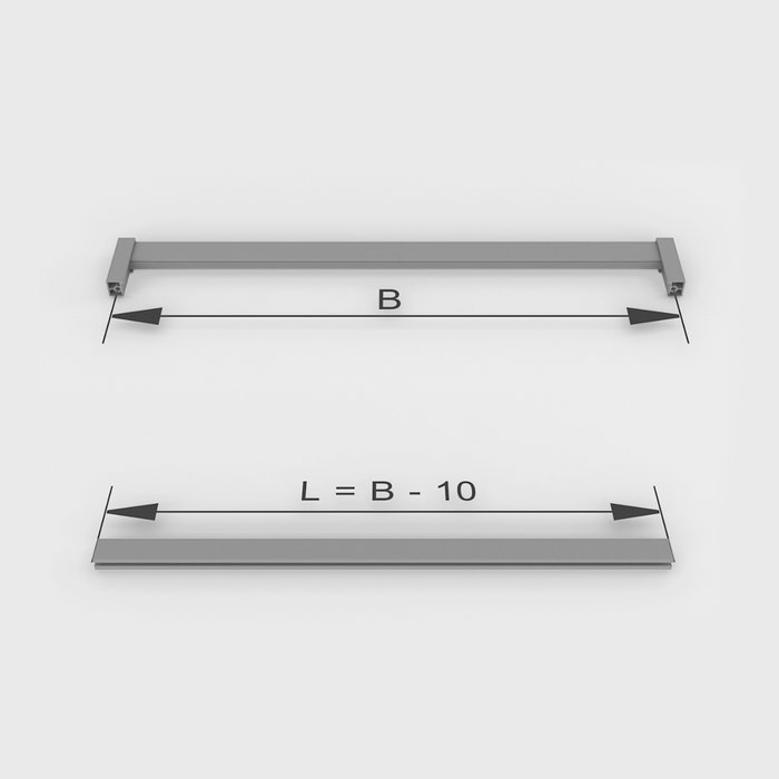 Emuca Lot de 2 rails de penderie Luxe de 0,75 m de long avec supports, Aluminium et Plastique, Peint gris pierre