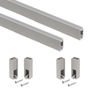 Emuca Lot de 2 rails de penderie Luxe de 0,75 m de long avec supports, Aluminium et Plastique, Peint gris pierre
