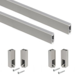 Emuca Lot de 2 rails de penderie Luxe 0,75 m, Gris pierre