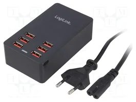 LOGILINK PA0139 Chargeur USB 6 ports, 5V DC, 6,4A, noir
