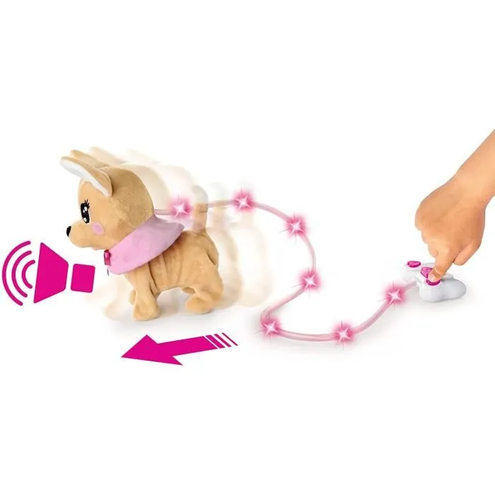 Simba Peluche Chihuahua Chi Chi Love Loomy - Peluche interactive filoguidée avec laisse lumineuse, 20 cm, avance et aboie - Piles incluses