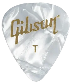 Gibson Pack de 12 médiators blanc perlé - Thin
