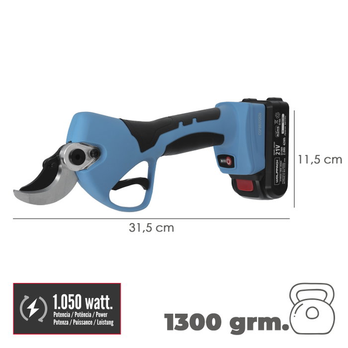 WOLFPACK LINEA PROFESIONAL Sécateur de taille à batterie 16,8V/2Ah avec 2 batteries et mallette WOLFPACK LINEA PROFESIONAL Sécateur de taille à batterie 16,8V/2Ah avec 2 batteries et mallette